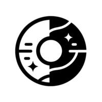 Abstract Yin Yang featuring geometric shapes, sparkles, and a balanced contrast of black and white. vector