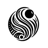 Yin Yanginspired Black and White Abstract with Flowing Lines and Spheres, Minimalist Aesthetic. vector