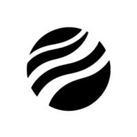 of a black sphere with three white, wavy lines, set against a white background. vector