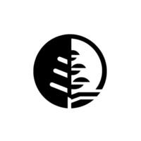 A minimalist in black and white, featuring a stylized leaf bisected within a circle against a plain white background. vector