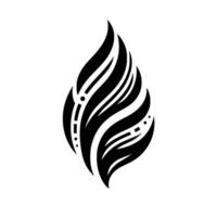Abstract Black White Leaflike with Tribal Elements, Geometric Shapes, and Subtle Shadow on White Background. vector