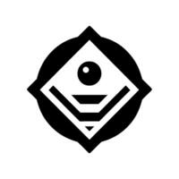 Geometric Eye A Modern, Minimalist Emblem Featuring a Stylized Eye Within a Diamond, Circle, and Angular Shapes. vector