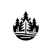 Monochrome Forest Emblem Stylized Trees Contained Within a TearDrop Shape, Against a Clean White Backdrop vector