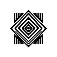 Geometric Black and White Composition Concentric Diamond Pattern within a Square Frame, Suggesting Depth and Rhythm. vector