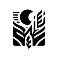 Abstract Monochrome Composition Stylized Plants and Celestial Forms Within a Rectangular Frame. vector