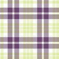 Modern Seamless Tartan featuring Vintage White and Metallic Lime Mist Textile Design vector