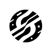 Bold, minimalist, blackandwhite featuring a stylized circular motif with intersecting curved and straight lines, small dot and line elements, set against a pure white background. vector