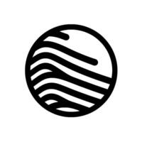 Monochrome Circular Graphic Black Wavelike Lines Within a Circle on a White Background, Minimalist and Abstract Design. vector
