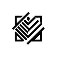 Geometric Abstract Composition A squareframed with a complex arrangement of linear elements and a central ovalshaped detail, creating a bold, monochrome visual. vector