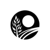 Minimalist monochrome featuring a tree, a sun, and roads enclosed within a black circle, evoking nature and tranquility. vector