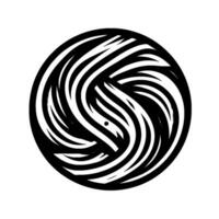 Abstract Monochrome Circular Featuring Intertwined Black and White Swirls, Creating a Sense of Motion and Illusion. A solitary black dot adds a focal point. vector