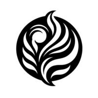 Intricate Black and White Swirl Design A stylized, symmetrical composition featuring flowing, organic shapes enclosed within a circular frame, conveying dynamism and balance. vector