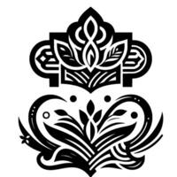 Intricate Black and White Floral Ornament with Symmetrical Composition on White Background vector