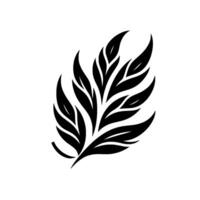 A minimalist, illustration of a stylized, black fern frond on a white background, conveying a sense of simplicity and natural elegance. vector