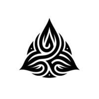Abstract Black and White Ornamental Triangle Featuring Intertwined Swirls and Dropletlike Shapes on a Clean White Background, Suggesting Nature Harmony. vector