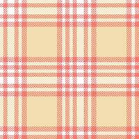 Iridescent Hipster Salmon Tartan patterns fabric texture. Modern Rustic White Seamless Tartan vector