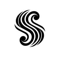 Abstract Black and White SShaped Design A Composition of Curved Lines and Swirls on a White Background. vector