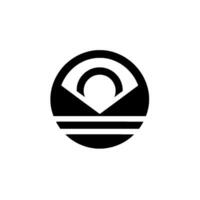A minimalist, abstract featuring a black, geometric shape within a circle, set against a clean white backdrop. vector