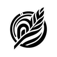 Abstract Black and White Emblem Featuring a Feather and Geometric Circle Design. vector