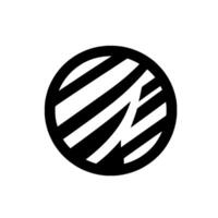 Abstract geometric featuring a circular shape with a modern aesthetic, comprised of bold black stripes and white negative space elements. vector