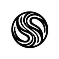Abstract Circular Design Sshaped Swirls in Black and White within a Circle, Emphasizing Movement and Harmony. vector