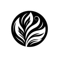 Intricate Black and White Floral Emblem A stylized, elegant featuring flowing, organic shapes within a circular frame, evoking natural beauty and a sense of harmony. vector