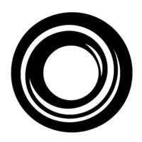 Black and White Minimalist Design Concentric Circular Forms with a Curvilinear Detail in a Clean, Modern Composition on a Pure White Background. vector