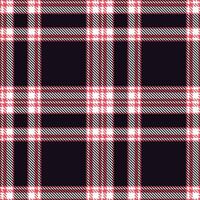 Deep Highlighter Red Tartan patterns fabric texture. Modern Dark White Seamless Tartan vector