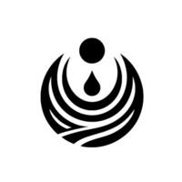 Abstract Black and White Emblem Depicting a Water Drop Enclosed Within Curvilinear Shapes, Evoking Nature and Harmony. vector