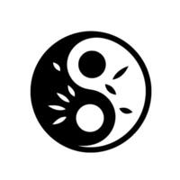 Yin Yang symbol depicting the interplay of opposing forces, with a pattern of stylized leaves, conveying balance, and harmony. vector