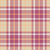 Modern Seamless Tartan featuring Highland Sunburst and Soft Kir Royale Rose Textile Design vector