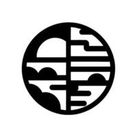 Abstract Geometric Composition A Circular Arrangement of Interlocking Black and White Shapes, Suggesting Architectural Forms. vector