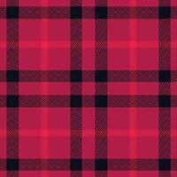 Rustic Screamer Pink Tartan patterns fabric texture. Modern Dark Midnight Jam Seamless Tartan vector