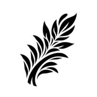 Elegant, blackandwhite abstract illustration of a stylized plant stem with leaves, set against a clean white backdrop, creating a sense of purity and simplicity. vector