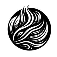 Artistic stylized zebra head, flowing black and white lines form a dynamic within a circular frame, creating a captivating contrast. vector