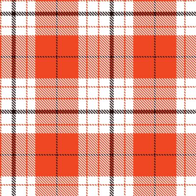 Soft Ultimate Orange Tartan patterns fabric texture. Modern Fire White Seamless Tartan