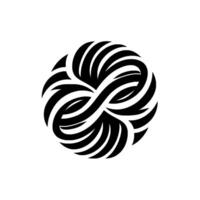 Abstract Black and White Circular Design Intricate Intertwined Lines Forming a Symbolic Composition on White Background. vector