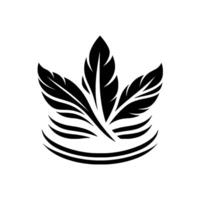 Elegant Black Feather Logo A symmetrical featuring three stylized feathers rising above curved lines, evoking a sense of refinement. vector