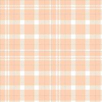 Iridescent Sensual Peach Tartan patterns fabric texture. Modern Deep White Seamless Tartan vector