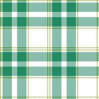 Plaid pattern seamless. Rich White and Cool Elysian Green Tartan Textile Design. vector