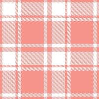 Rustic Flamingo Red Tartan patterns fabric texture. Modern Autumn White Seamless Tartan vector