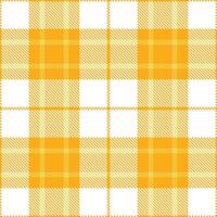 Plaid pattern seamless. Vivid Clementine Jelly and Vintage White Tartan Textile Design. vector