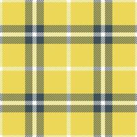 Highland White and Rustic Dull Yellow Seamless Tartan Textile Design vector