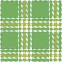 Plaid pattern seamless. Iridescent White and Vivid Drying Grass Green Tartan Textile Design. vector