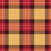 Dusty Ribbon Red Tartan patterns fabric texture. Modern Classic Yellow Varnish Seamless Tartan vector