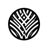 Intricate Black and White Circular Featuring Geometric Maze Patterns and Radial Lines, Isolated on White, Minimalist. vector