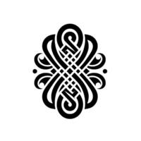 Symmetrical Black and White CelticInspired Knotwork Featuring Intertwined Lines, Ornate Curves, and Geometric Patterns on a Clean White Background. vector