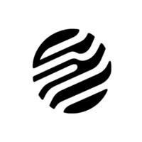 A minimalist graphic, featuring a stylized, spherical composed of black, curved lines against a stark white background, suggesting flow and form. vector