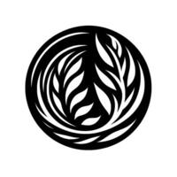 Elegant Black and White Mandala Featuring Stylized Leaf Motifs Within a Circular Frame, Evoking Harmony. vector