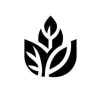 Minimalist Black Leaf Emblem with Shadow on White Background, Perfect for NatureInspired Branding. vector